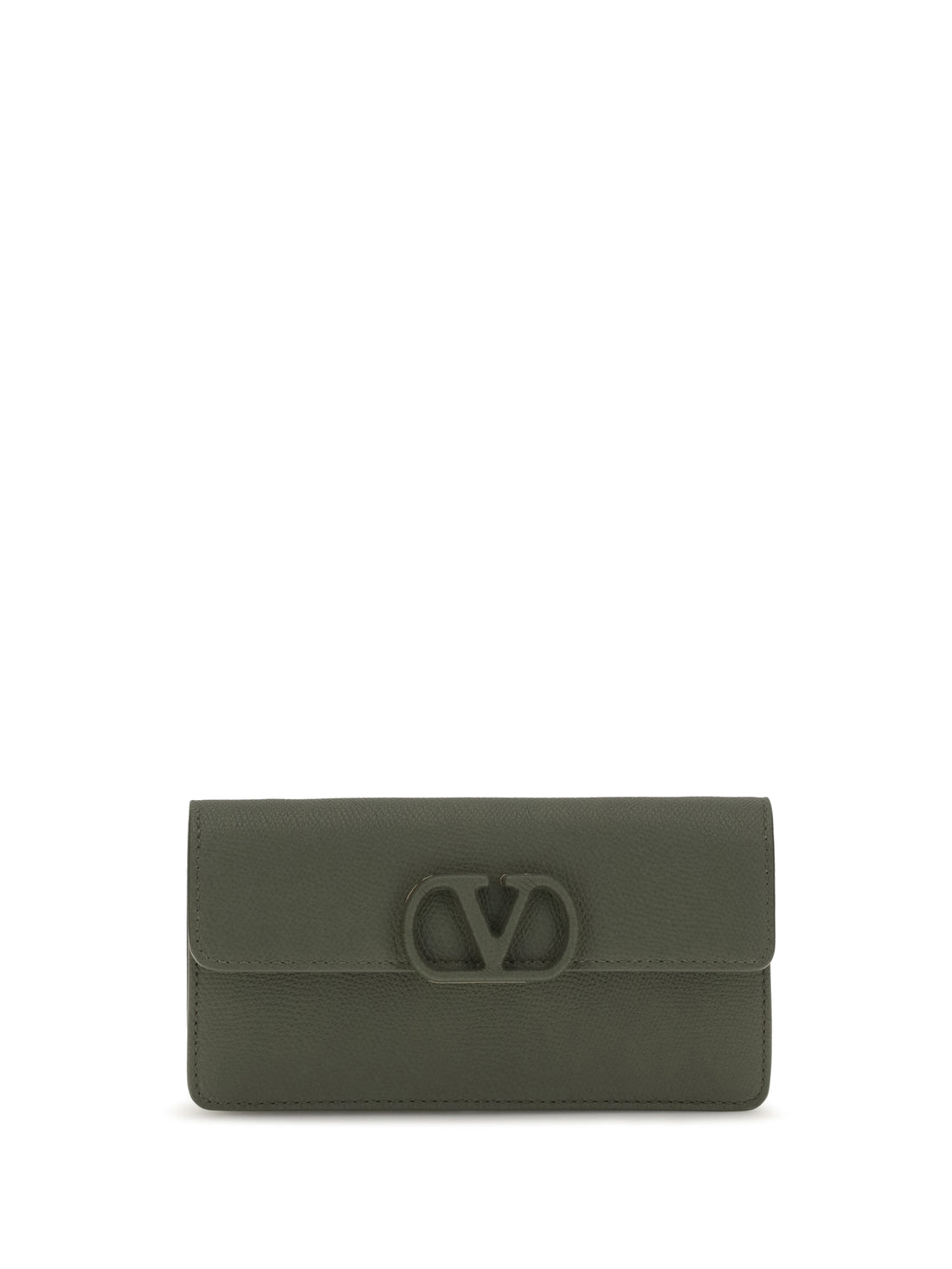 VALENTINO GARAVANI OS vlogo signature grainy calfskin chain wallet