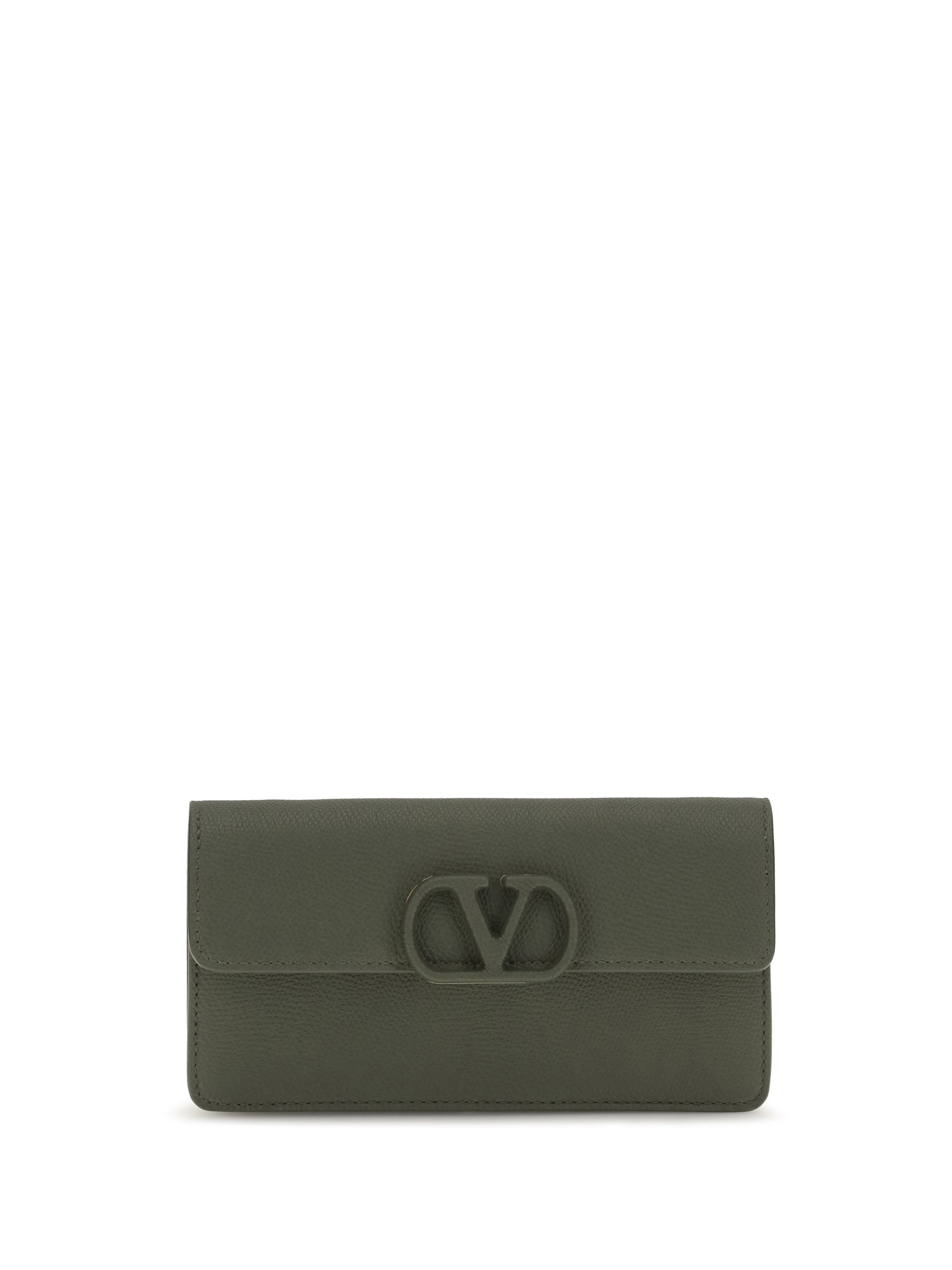vlogo signature grainy calfskin chain wallet