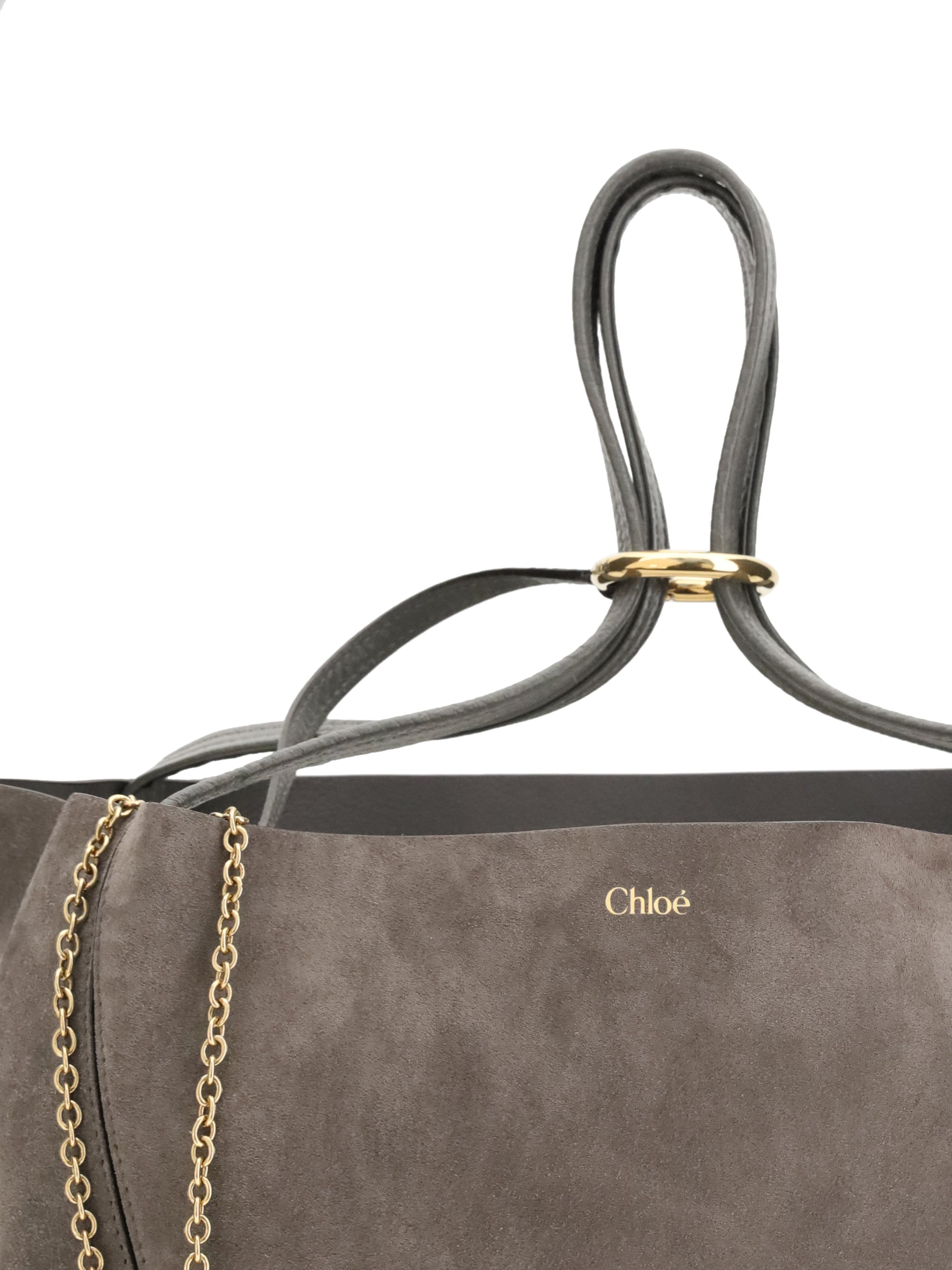 CHLOÉ OS spin suede tote bag