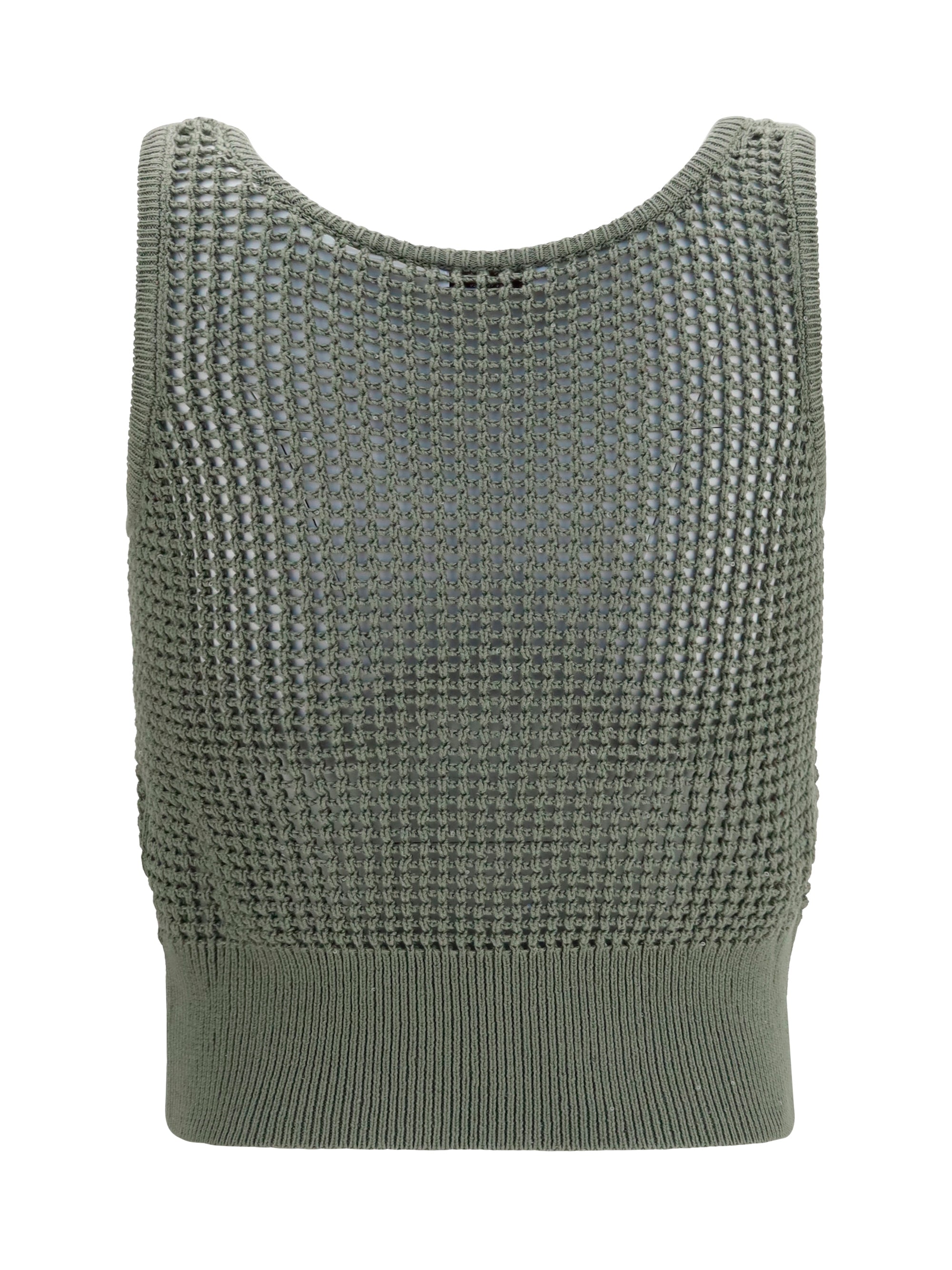 perforated sequin tank top