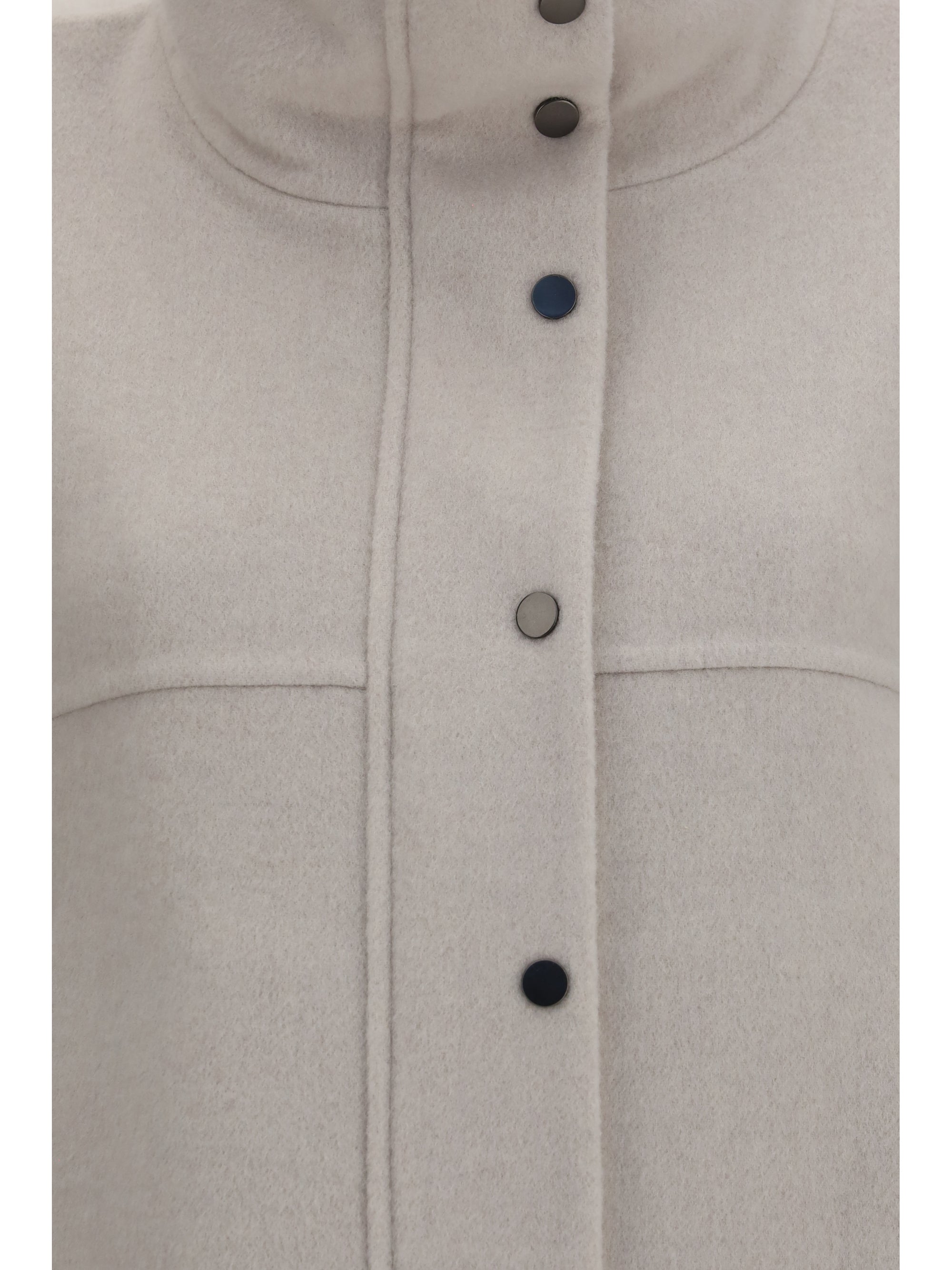 double-faced virgin wool and cashmere outerwear with detachable shearling insert