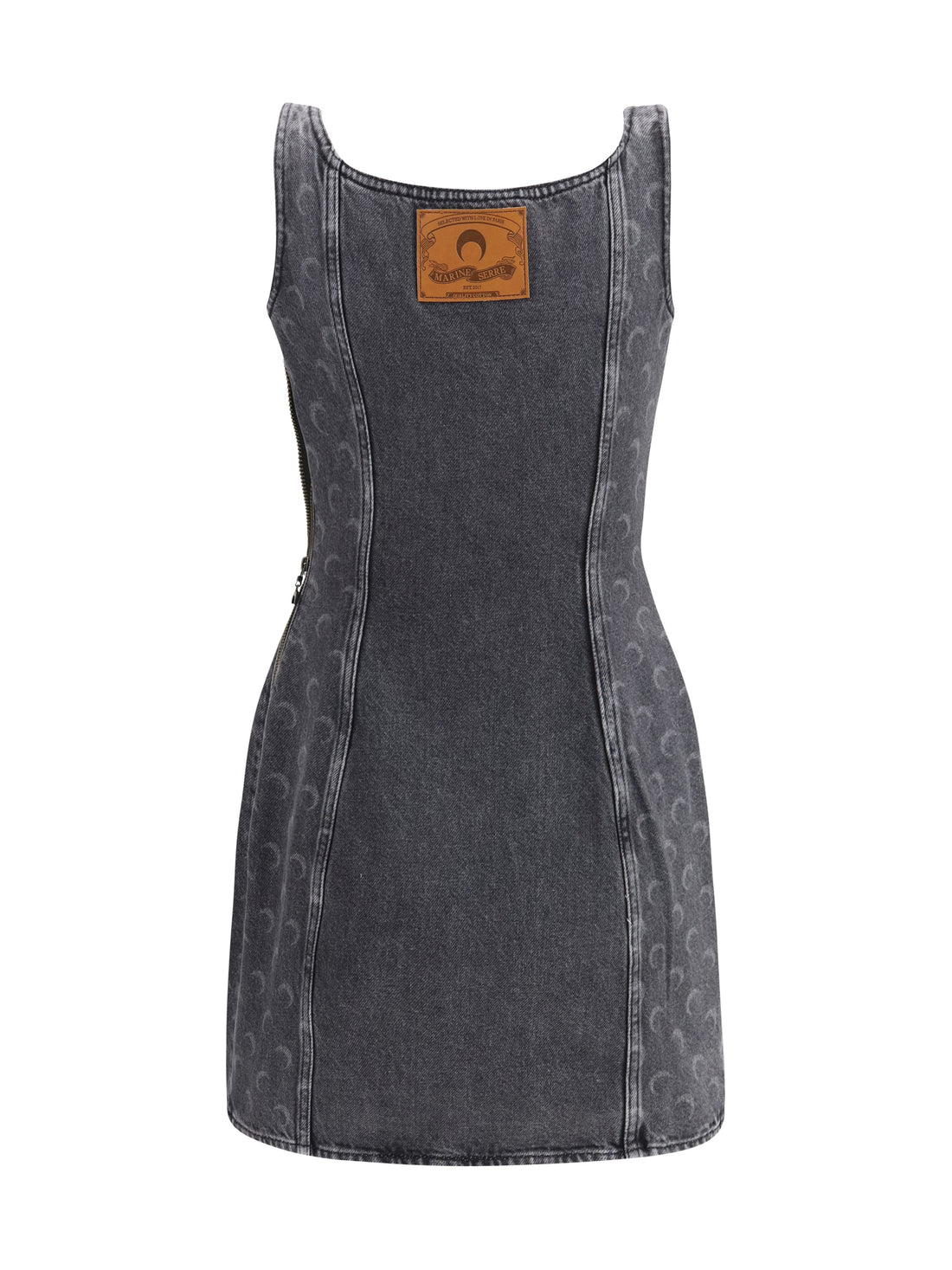 MARINE SERRE 36 moon laser denim sleeveless mini dress