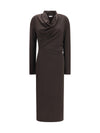 techno wool jersey draped dress with monili