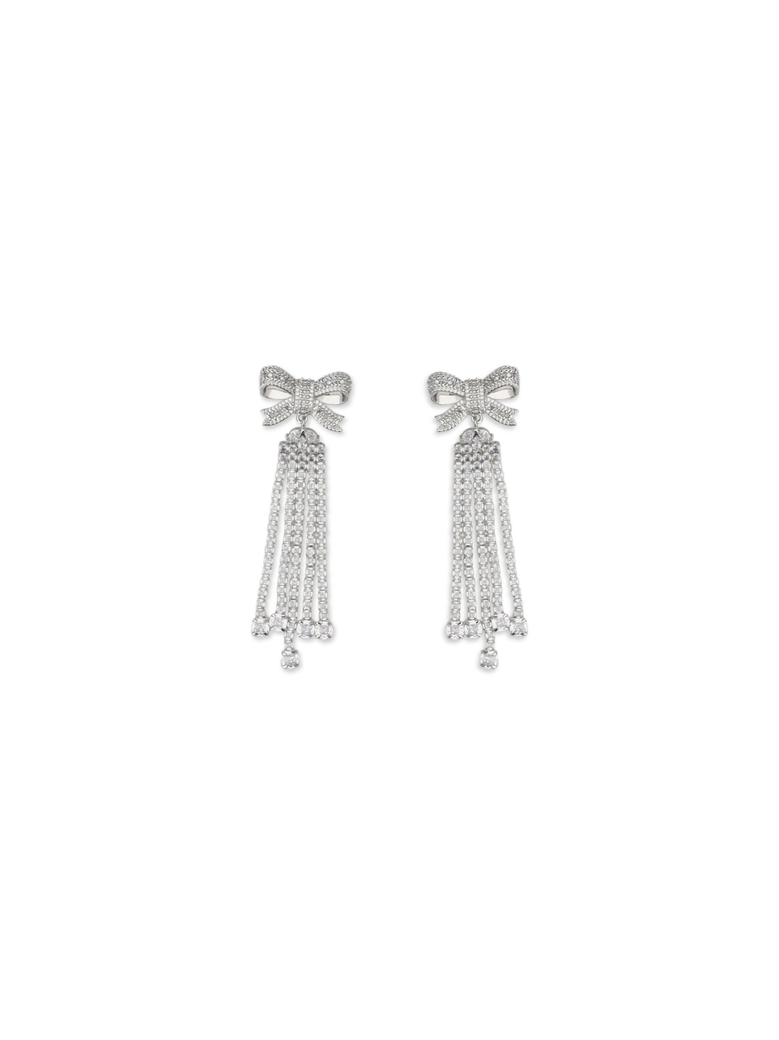 SELF-PORTRAIT OS crystal bow drop earrings