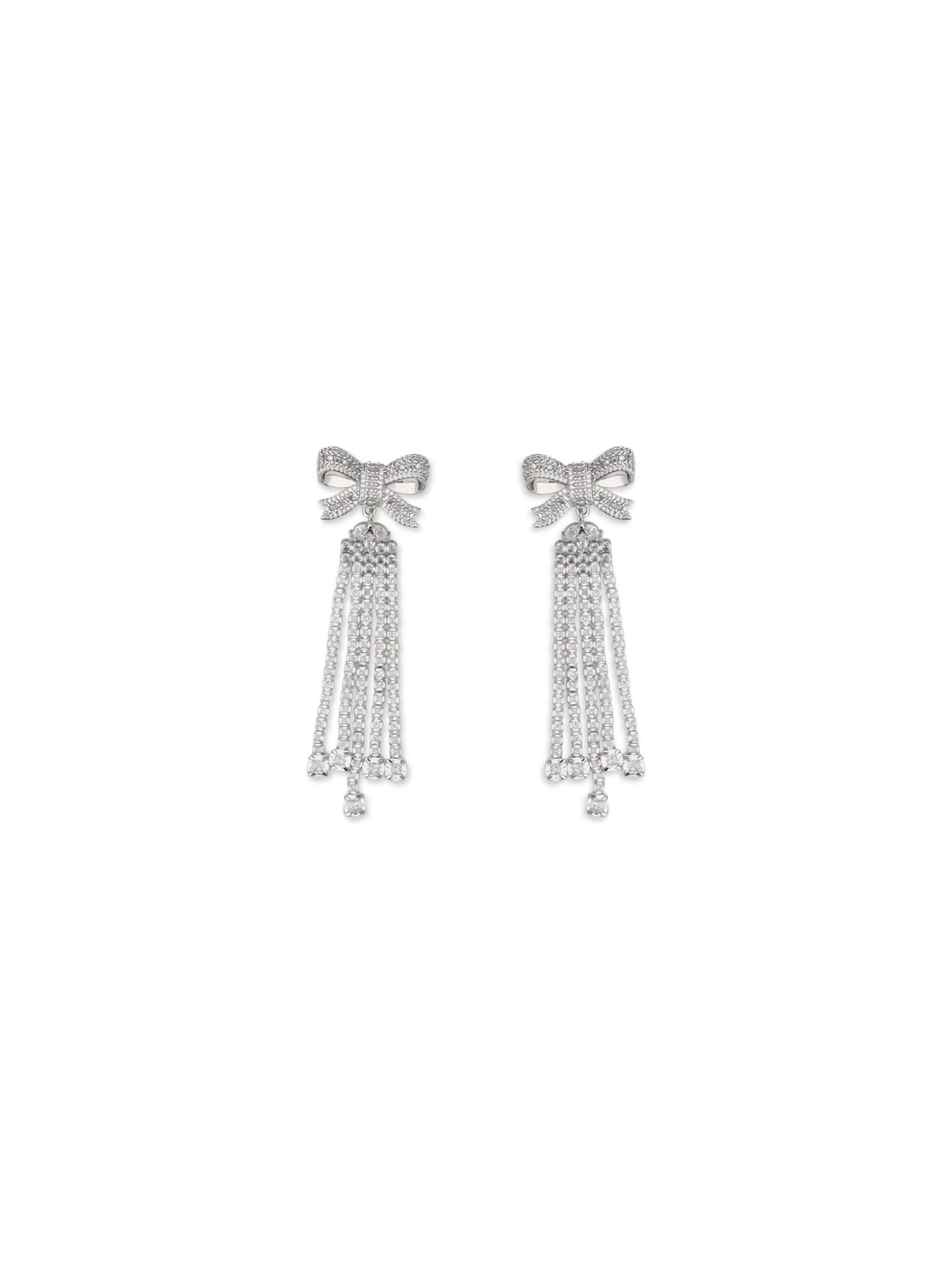 crystal bow drop earrings