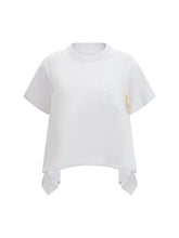SACAI 1 light weight denim x cotton jersey t-shirt