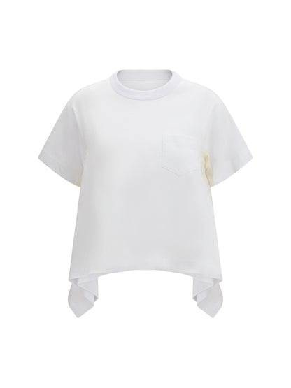SACAI 1 light weight denim x cotton jersey t-shirt