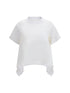 SACAI 1 light weight denim x cotton jersey t-shirt