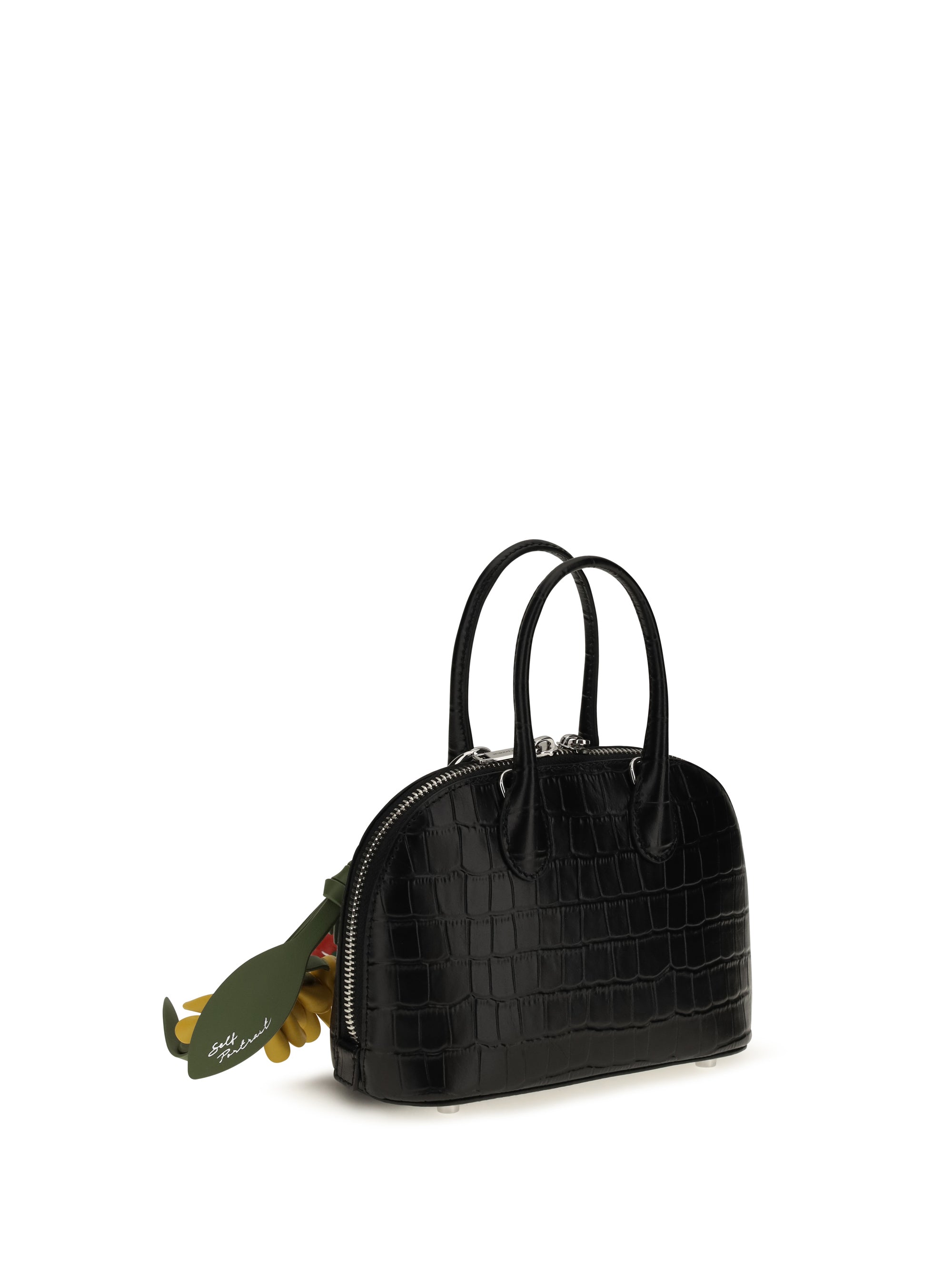 toast crocodile-effect leather handbag