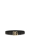 leather belt with crystal dg logo