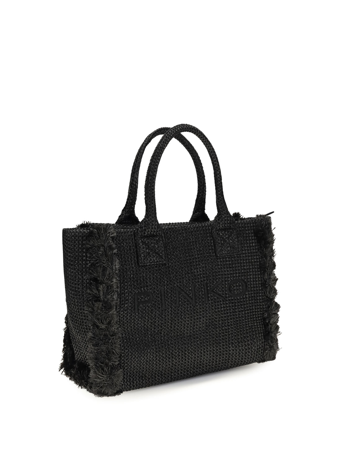 PINKO OS medium beach rafia tote bag