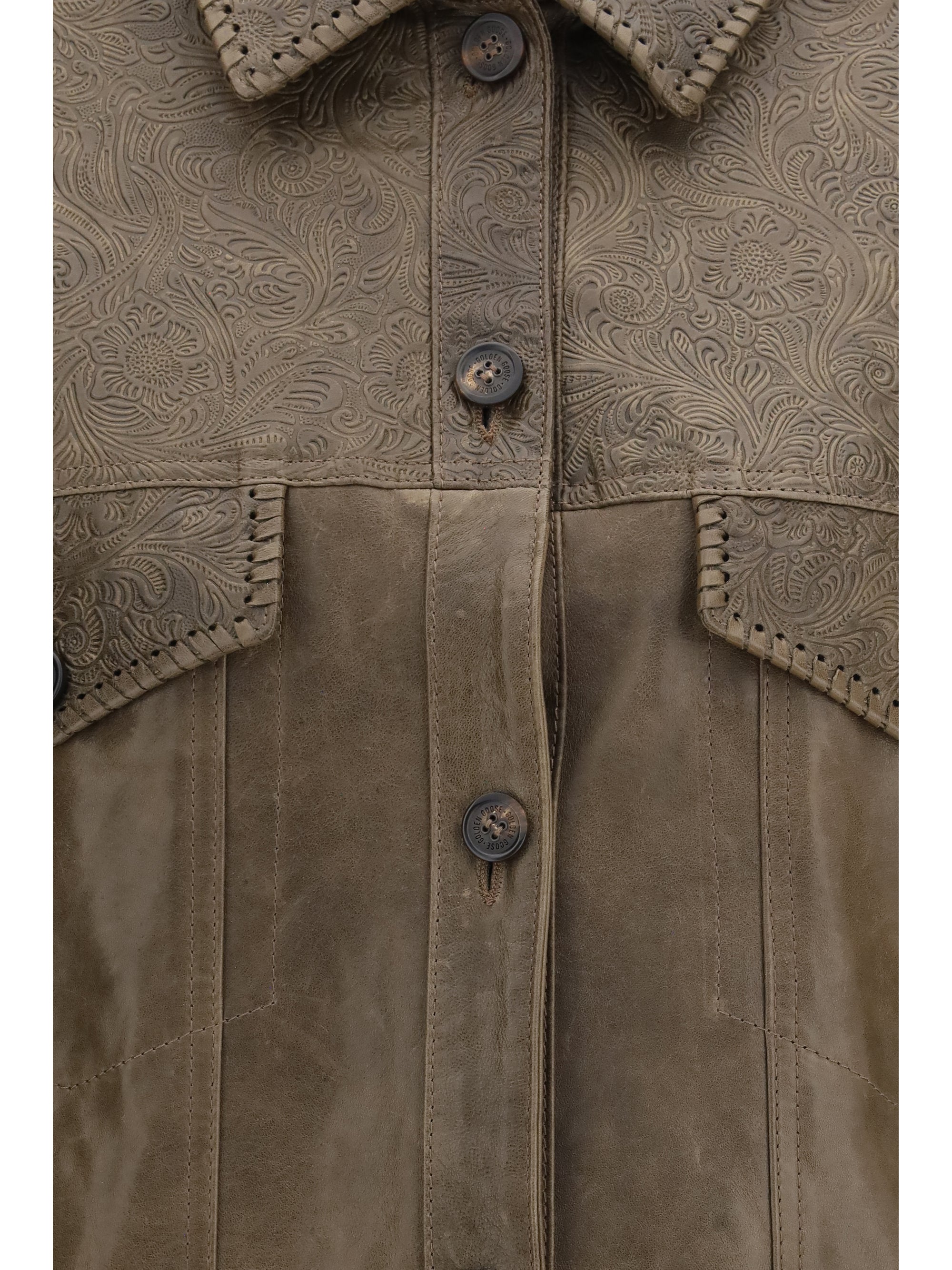 babete leather jacket with embossed details