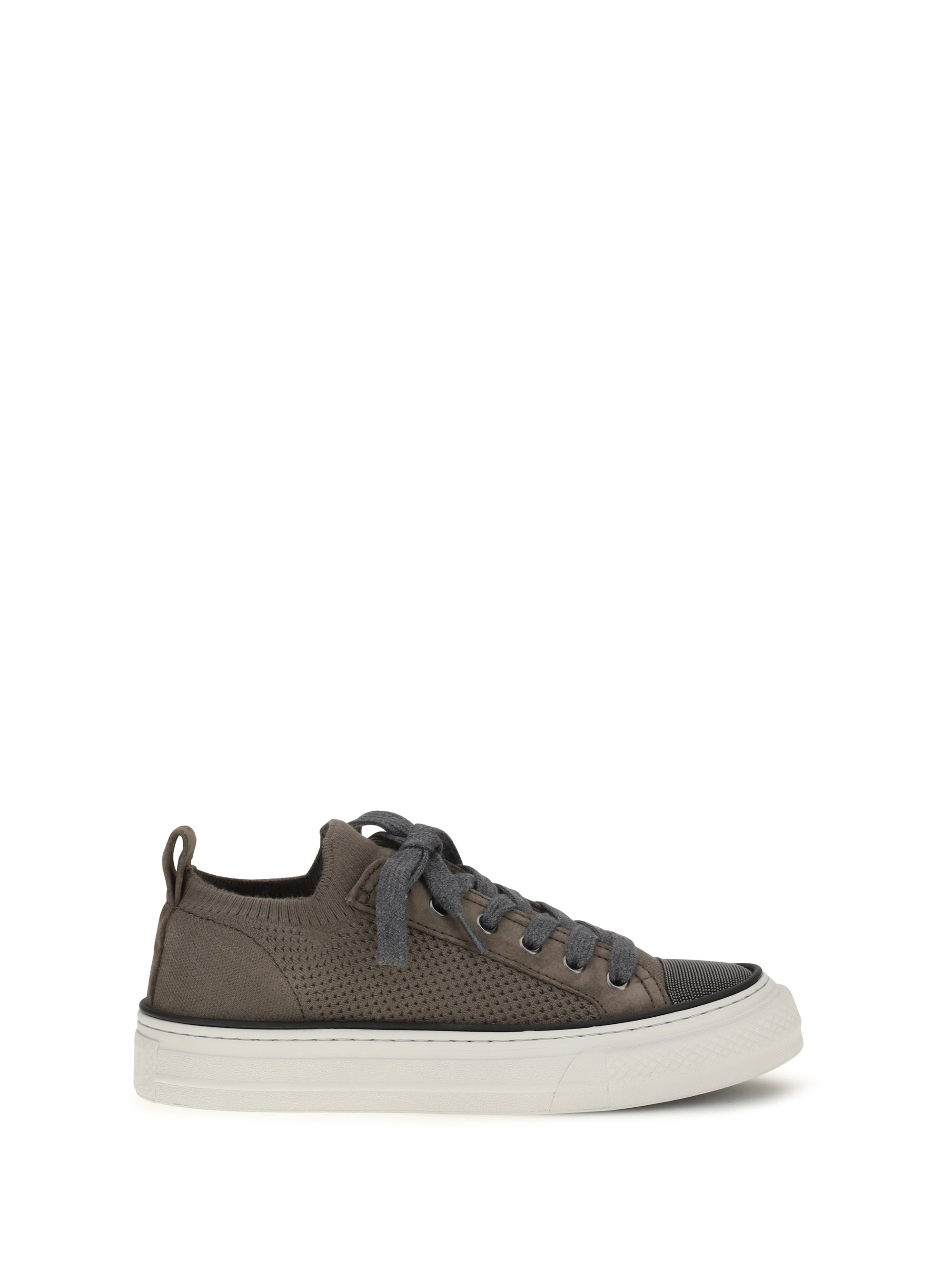 cotton knit and suede sneakers