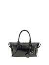 glossy leather handbag