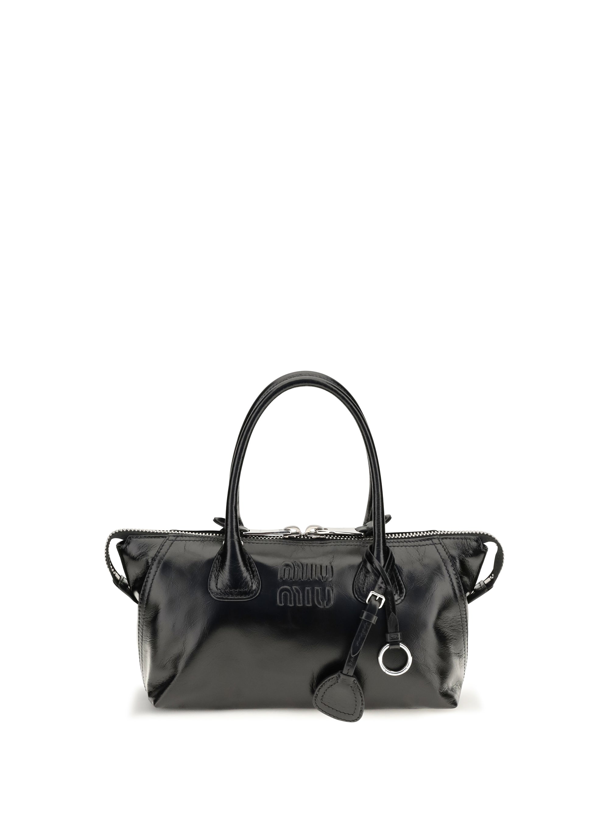 glossy leather handbag