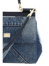 small sicily denim and calf leather handbag