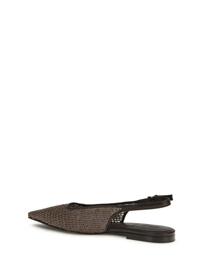 BRUNELLO CUCINELLI 36 precious net embroidery slingback ballerinas