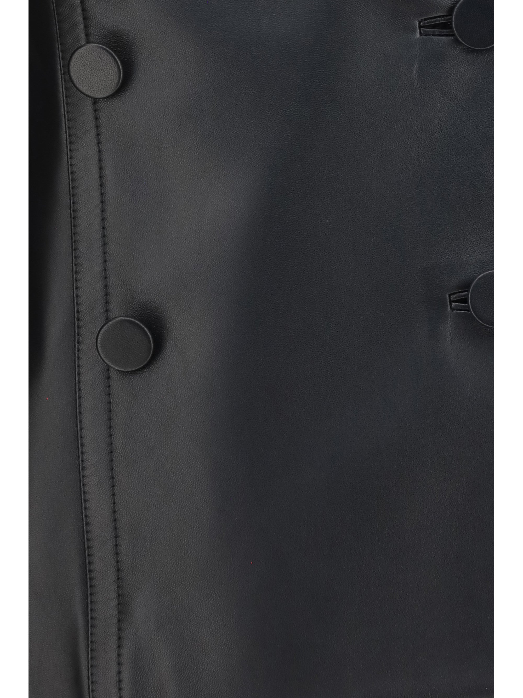 fitted leather caban coat