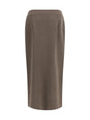 silk and wool wrap long skirt with patch pocket