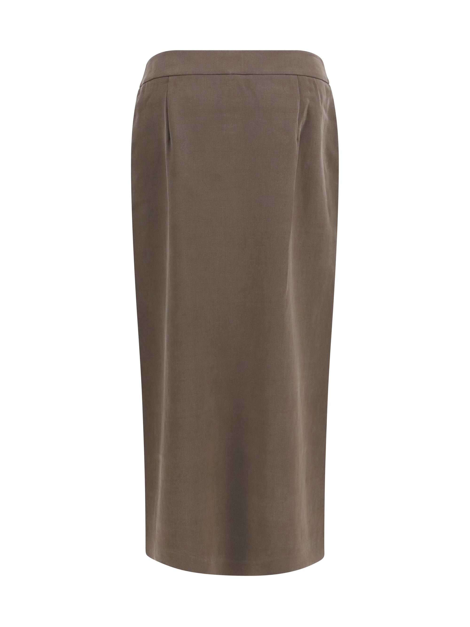 silk and wool wrap long skirt with patch pocket