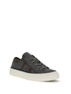 suede sneakers with shiny tab