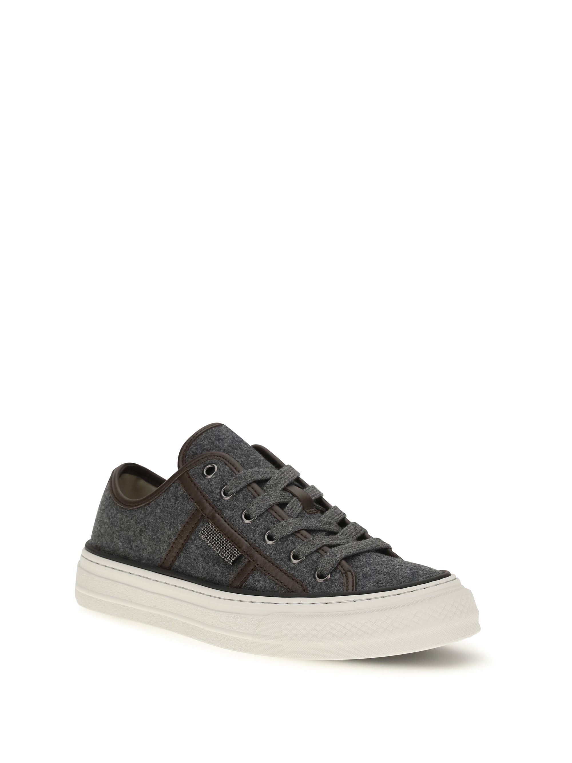 suede sneakers with shiny tab