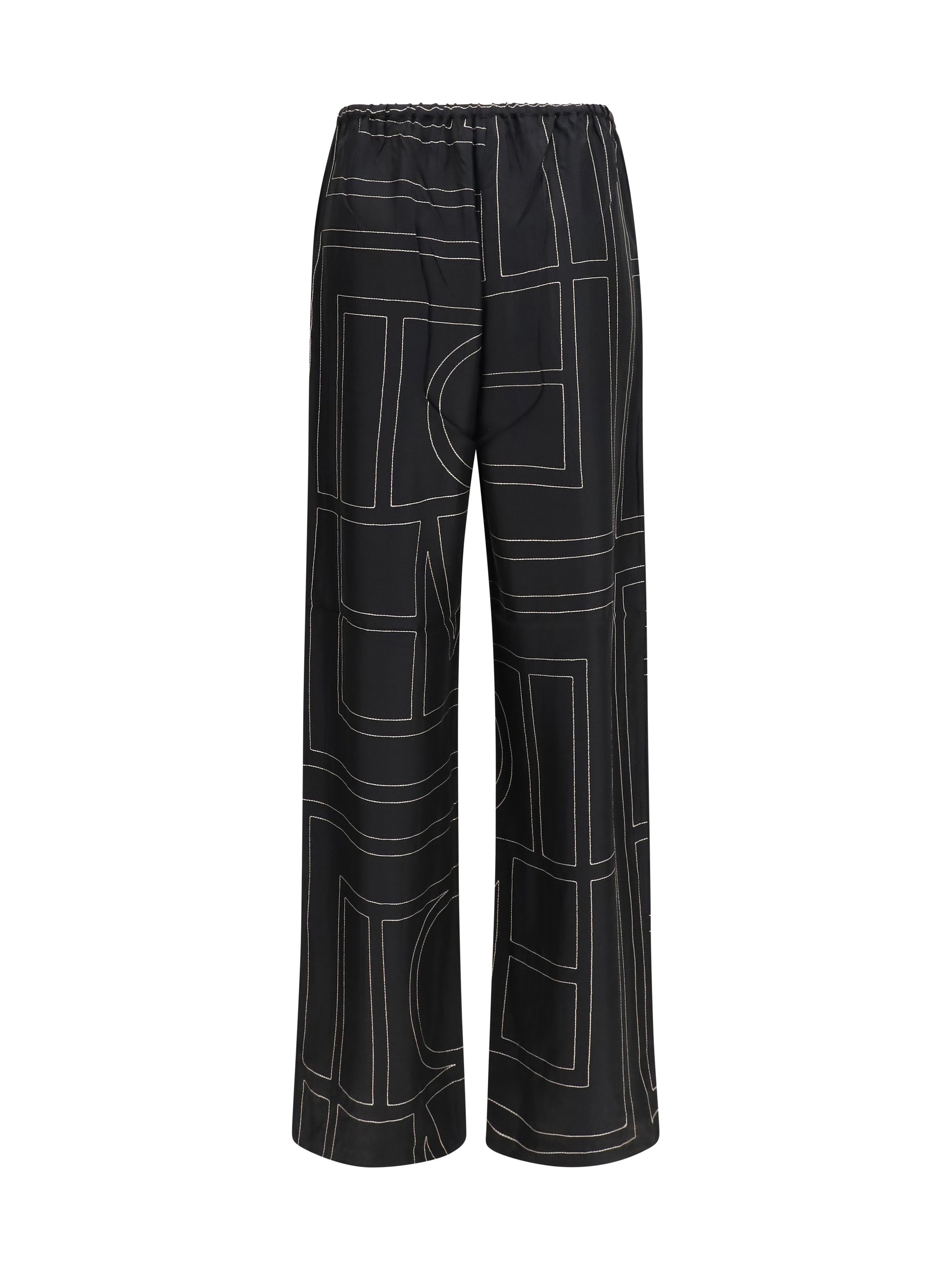 silk monogram pants