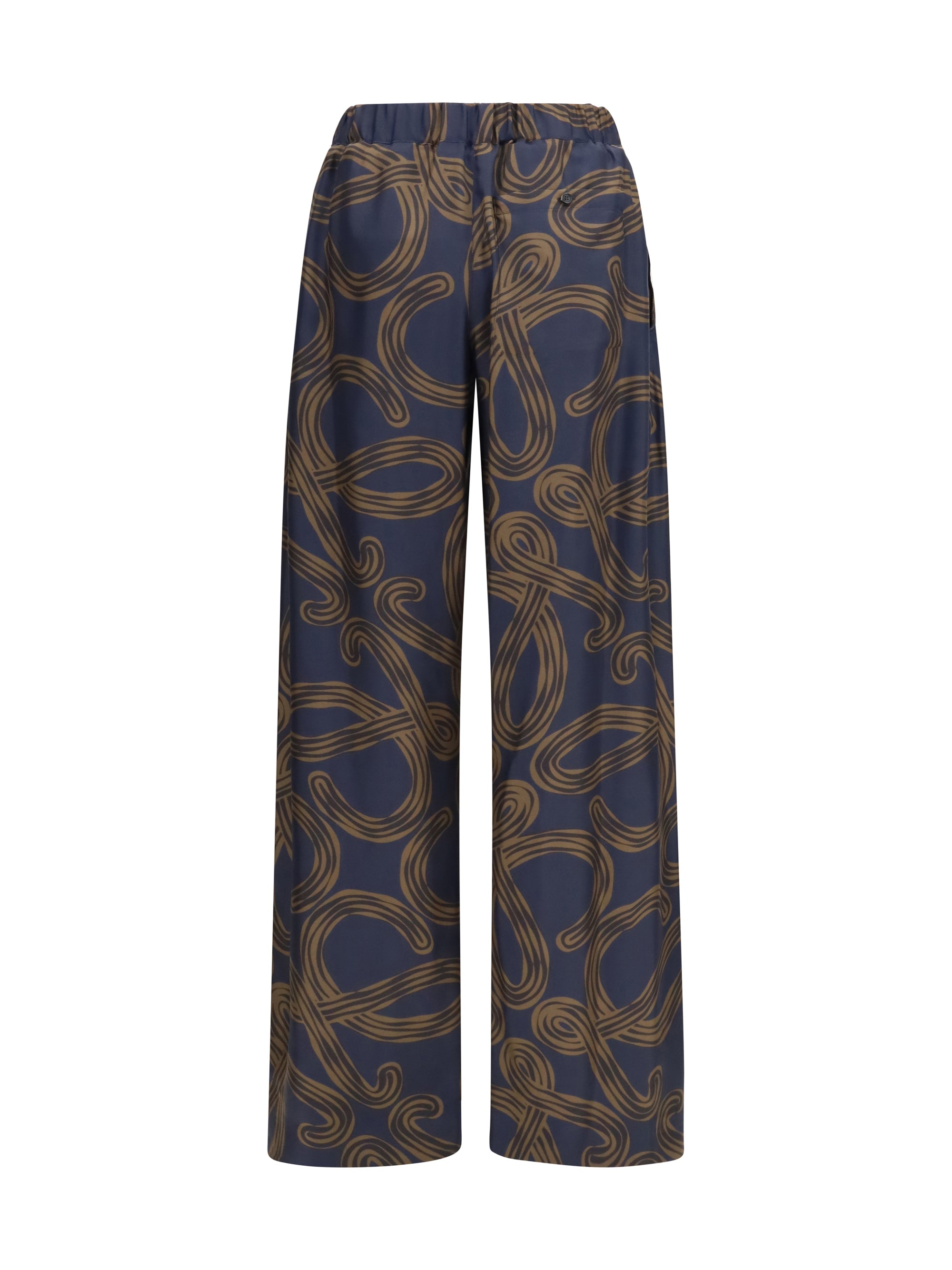 lightweight printed silk twill pants