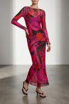 long dress in semi-transparent stretch tulle