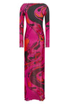 long dress in semi-transparent stretch tulle