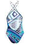 all-over vivara print one-piece swimsuit in stretch lycra