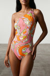 one-piece swimsuit in all-over orchidee print in stretch lycra