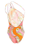 one-piece swimsuit in all-over orchidee print in stretch lycra