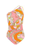 one-piece swimsuit in all-over orchidee print in stretch lycra
