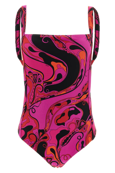 the pucci one-piece swimsuit stands out for its essential silhouette enriched by