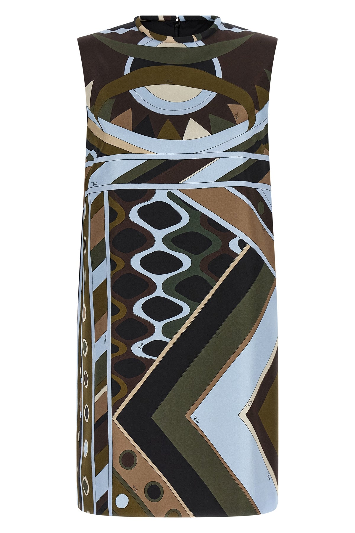 mini dress in all-over vivara print silk twill
