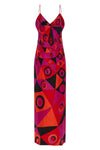 long dress in occhi print silk crêpe de chine