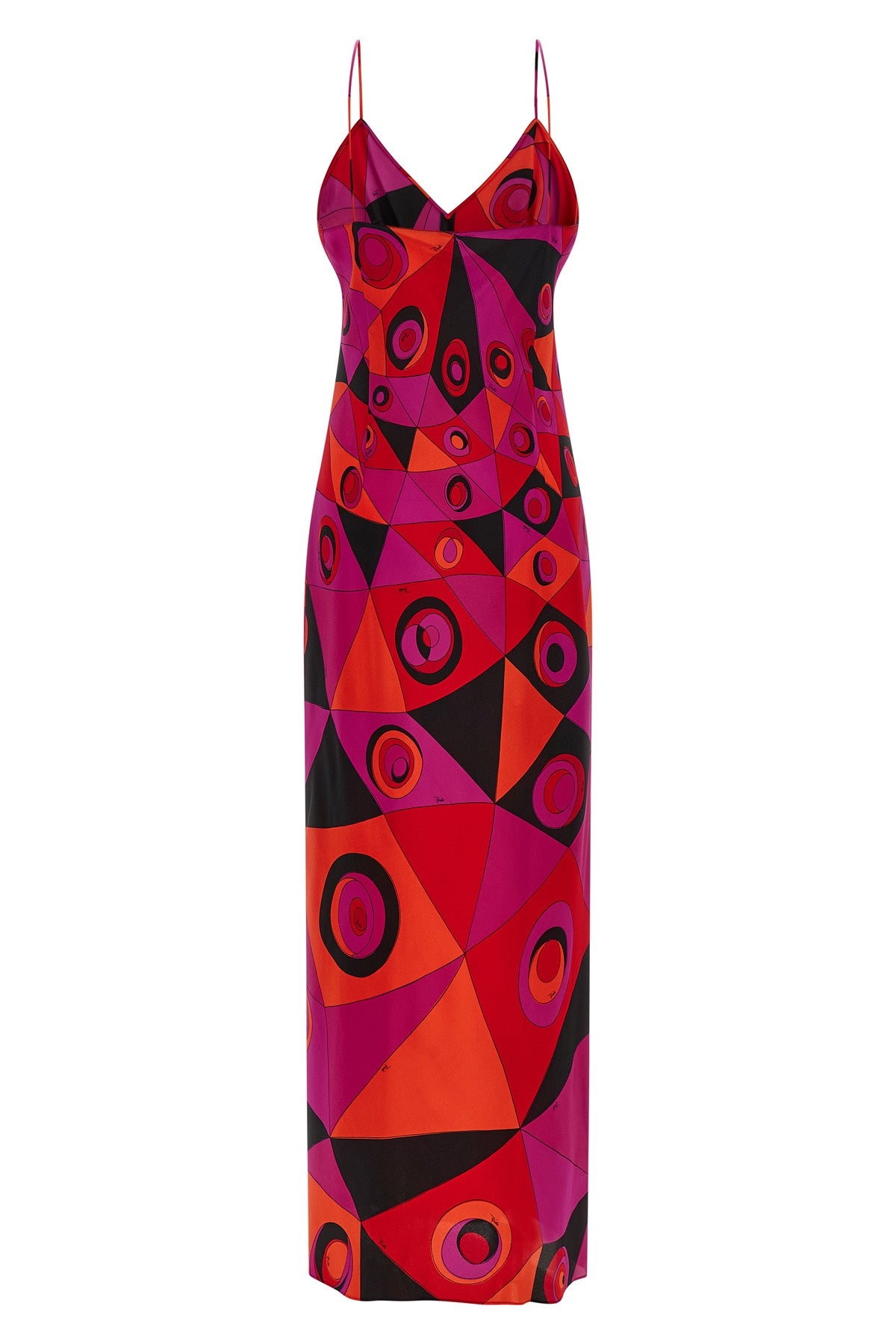 long dress in occhi print silk crêpe de chine