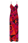 long dress in occhi print silk crêpe de chine