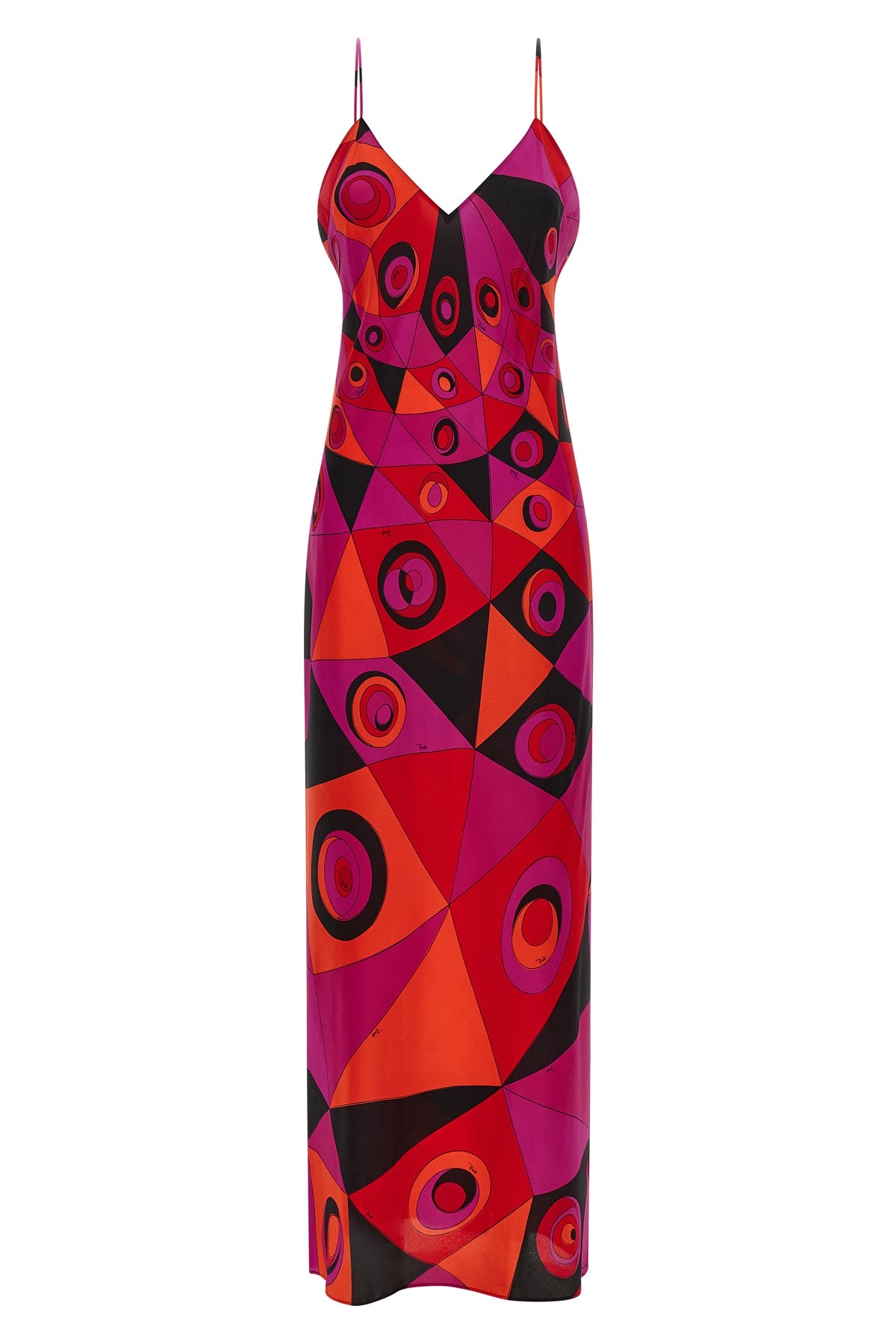 long dress in occhi print silk crêpe de chine