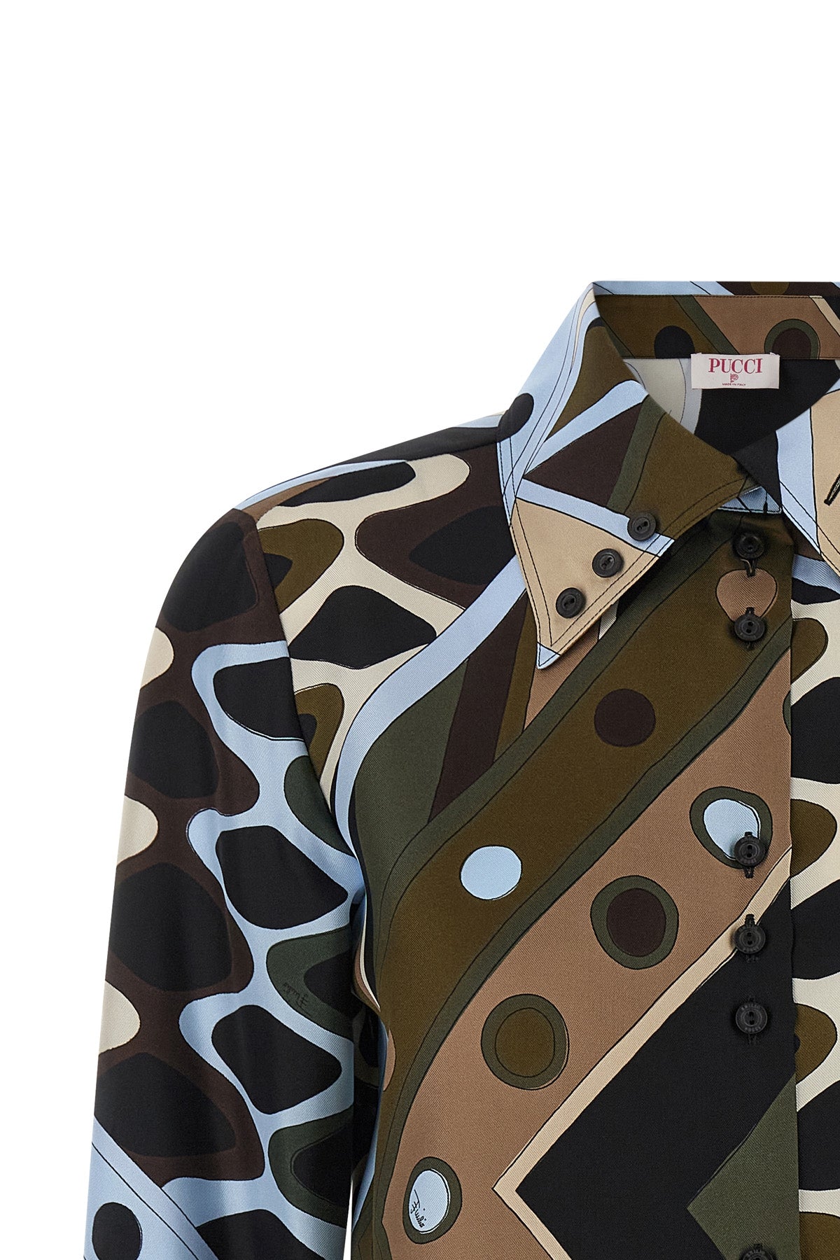 all over vivara print silk twill shirt