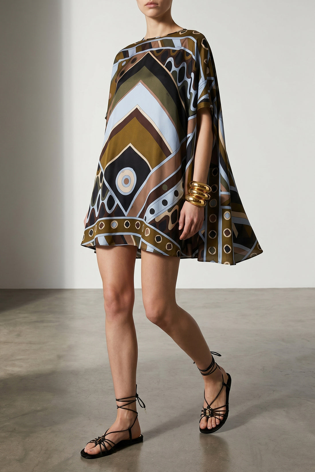 PUCCI OS short kaftan silk crepe de chine dress