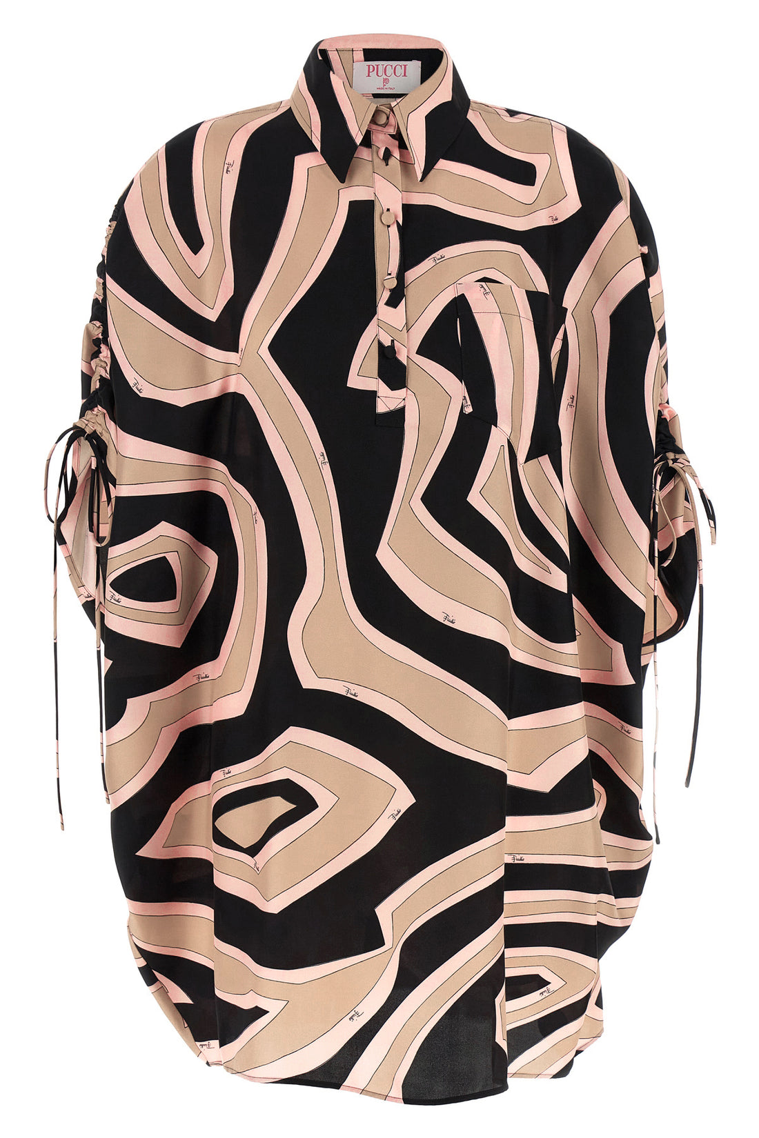PUCCI 38 short kaftan dress in labirinto print silk twill