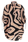 short kaftan dress in labirinto print silk twill