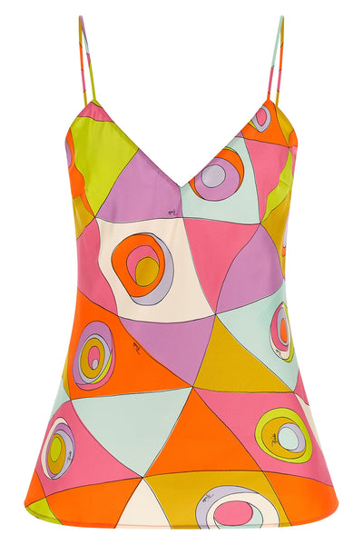 all-over print silk twill top