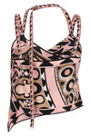 all over soleil print silk twill scarf top