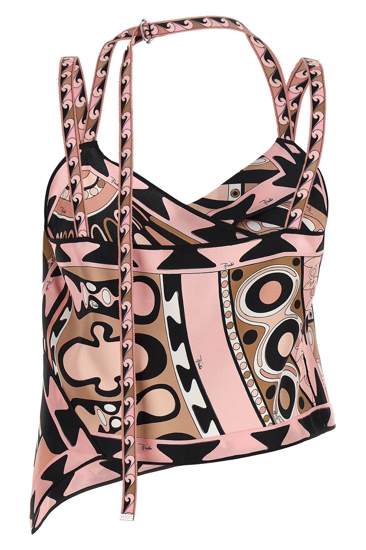 all over soleil print silk twill scarf top