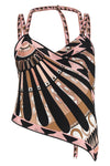 all over soleil print silk twill scarf top