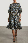 all over manuba print wide sarong print silk twill pants