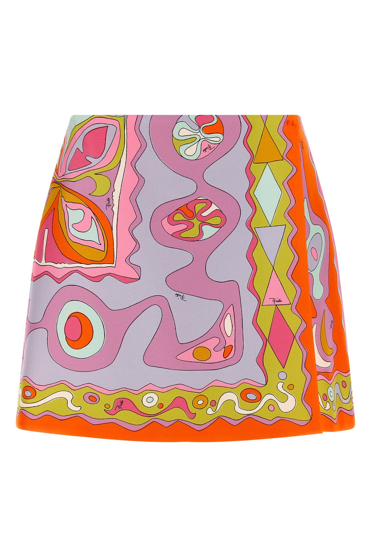 the pucci pure silk twill wrap-up miniskirt defines the silhouette through a sar